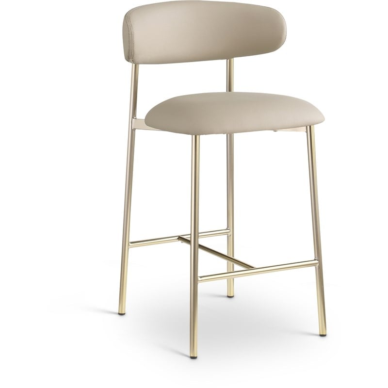 Meridian Furniture Lupita Taupe Vegan Leather Counter Stool (Set of 2)