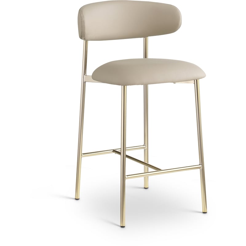 Meridian Furniture Lupita Taupe Vegan Leather Counter Stool (Set of 2)