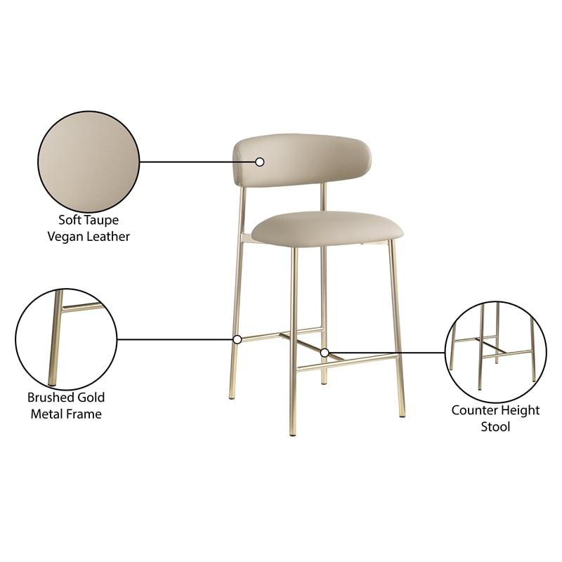 Meridian Furniture Lupita Taupe Vegan Leather Counter Stool (Set of 2)