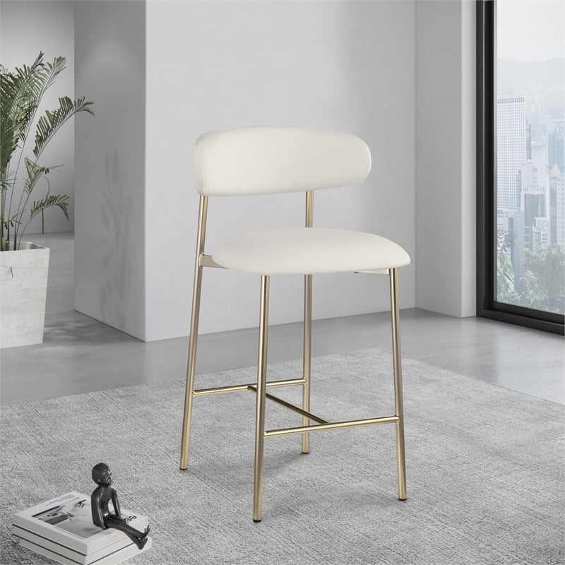 Meridian Furniture Lupita Off White Vegan Leather Counter Stool (Set of 2)