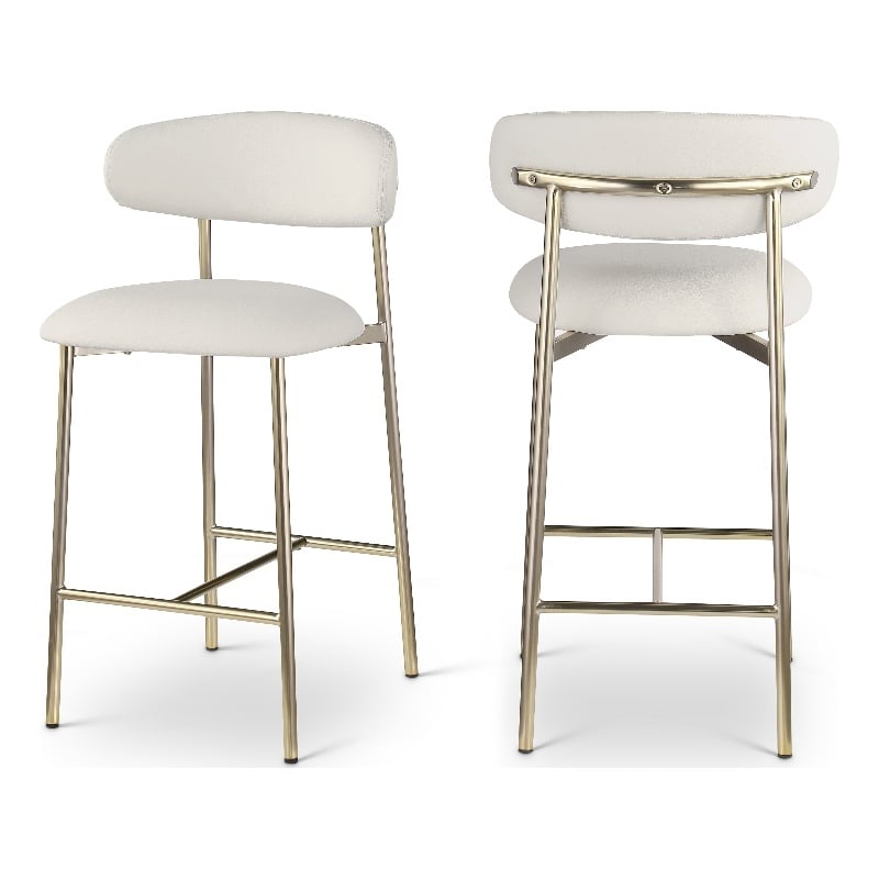 Meridian Furniture Lupita Off White Vegan Leather Counter Stool (Set of 2)