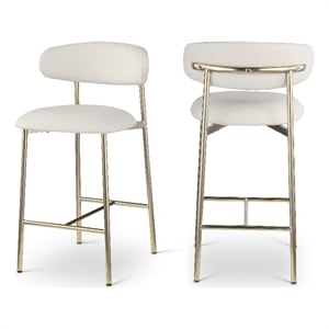 Meridian Furniture Lupita Off White Vegan Leather Counter Stool (Set of 2)