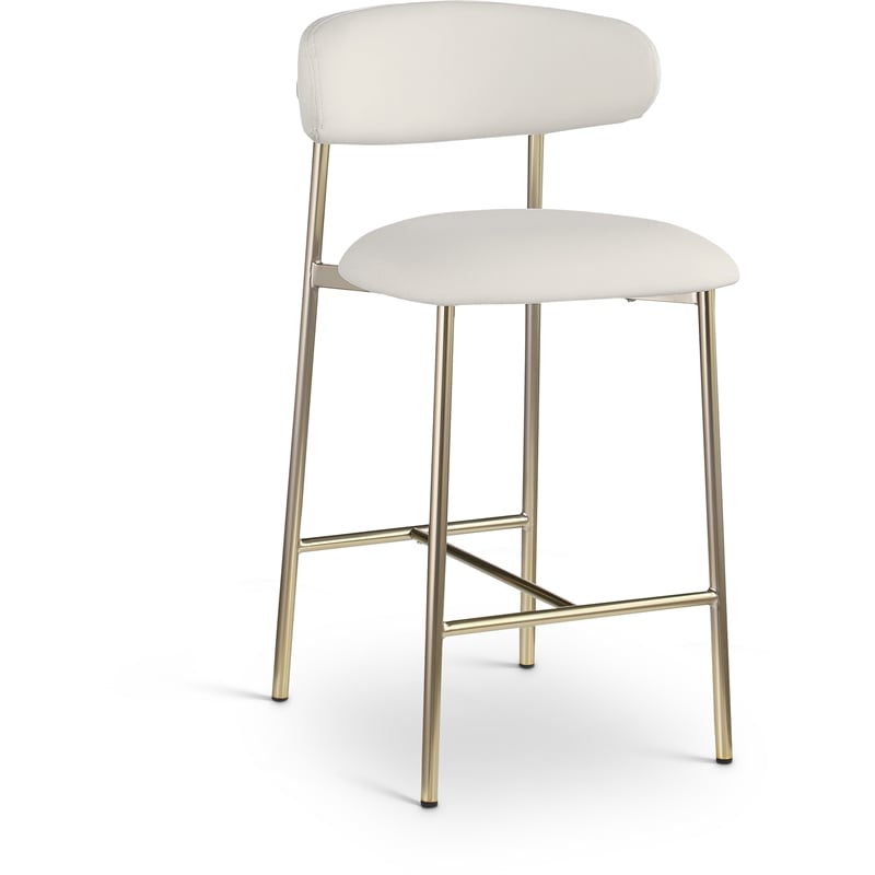 Meridian Furniture Lupita Off White Vegan Leather Counter Stool (Set of 2)