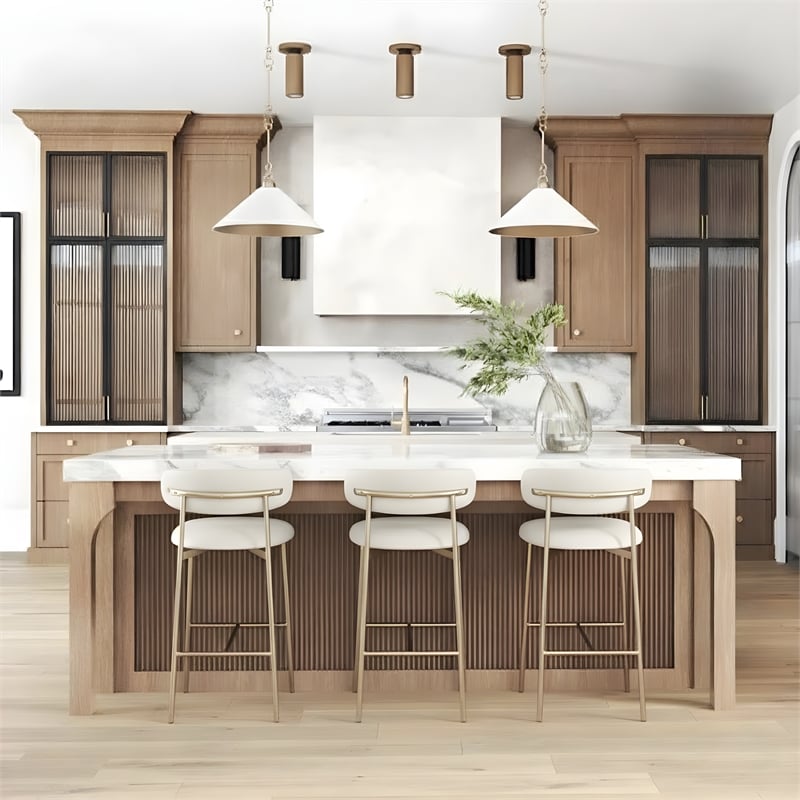 Meridian Furniture Lupita Off White Vegan Leather Counter Stool (Set of 2)