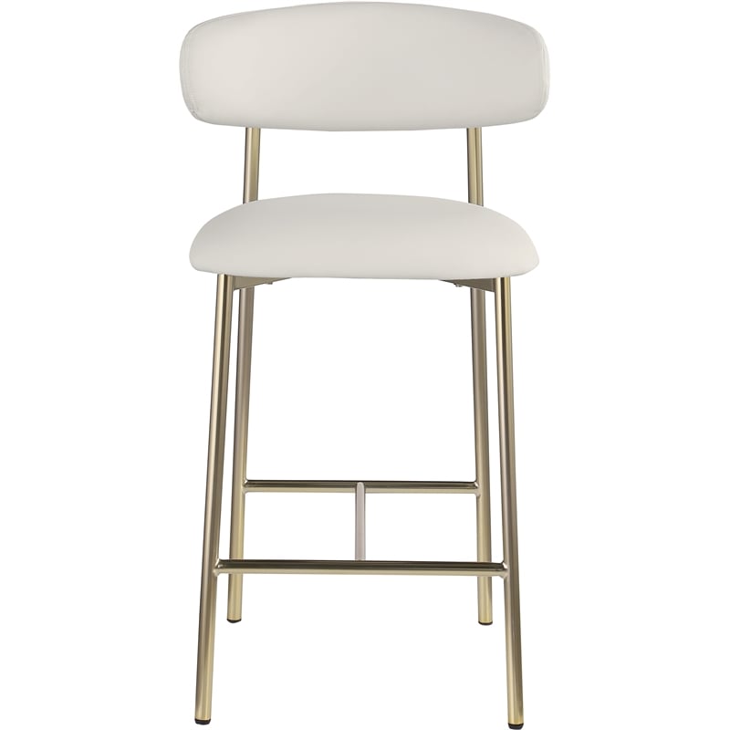 Meridian Furniture Lupita Off White Vegan Leather Counter Stool (Set of 2)