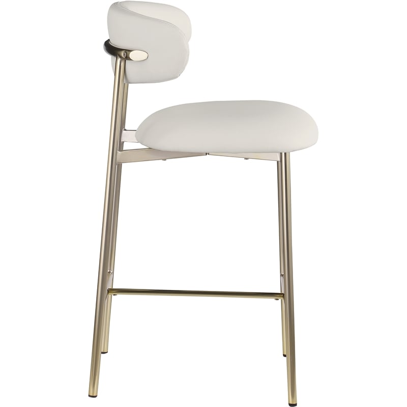 Meridian Furniture Lupita Off White Vegan Leather Counter Stool (Set of 2)