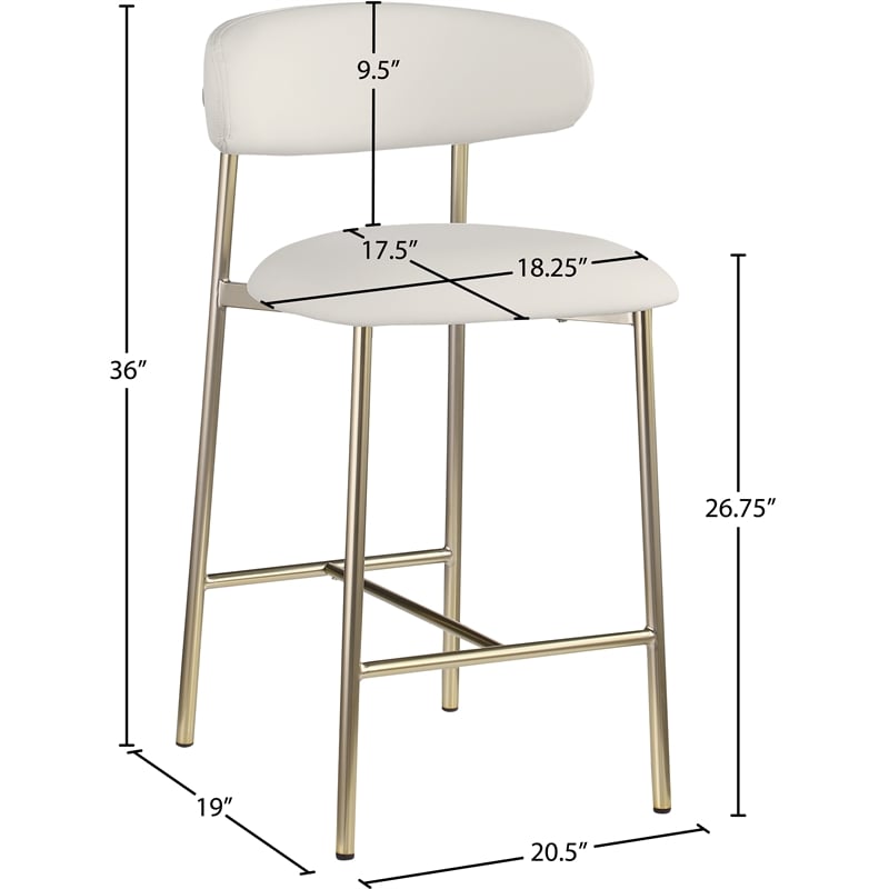 Meridian Furniture Lupita Off White Vegan Leather Counter Stool (Set of 2)