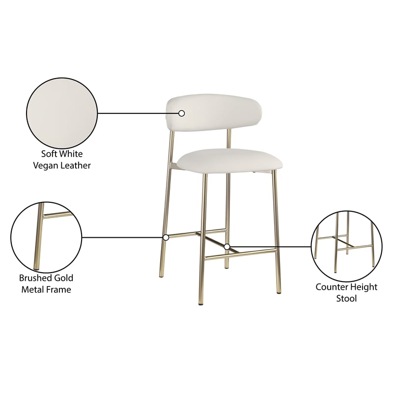 Meridian Furniture Lupita Off White Vegan Leather Counter Stool (Set of 2)