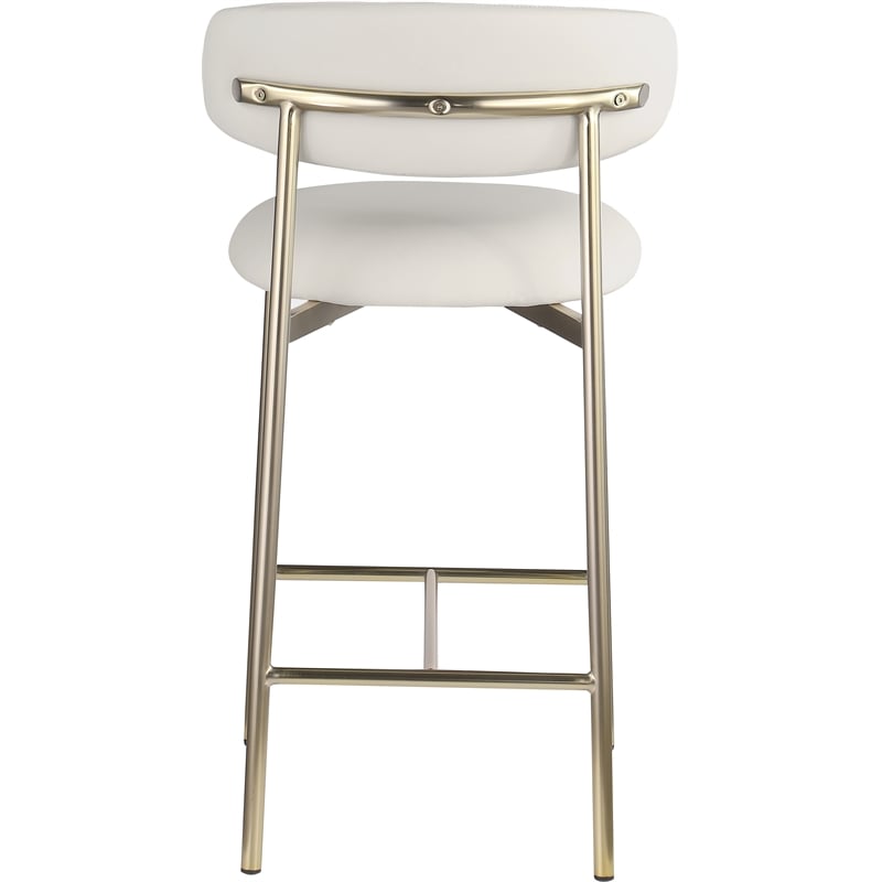 Meridian Furniture Lupita Off White Vegan Leather Counter Stool (Set of 2)