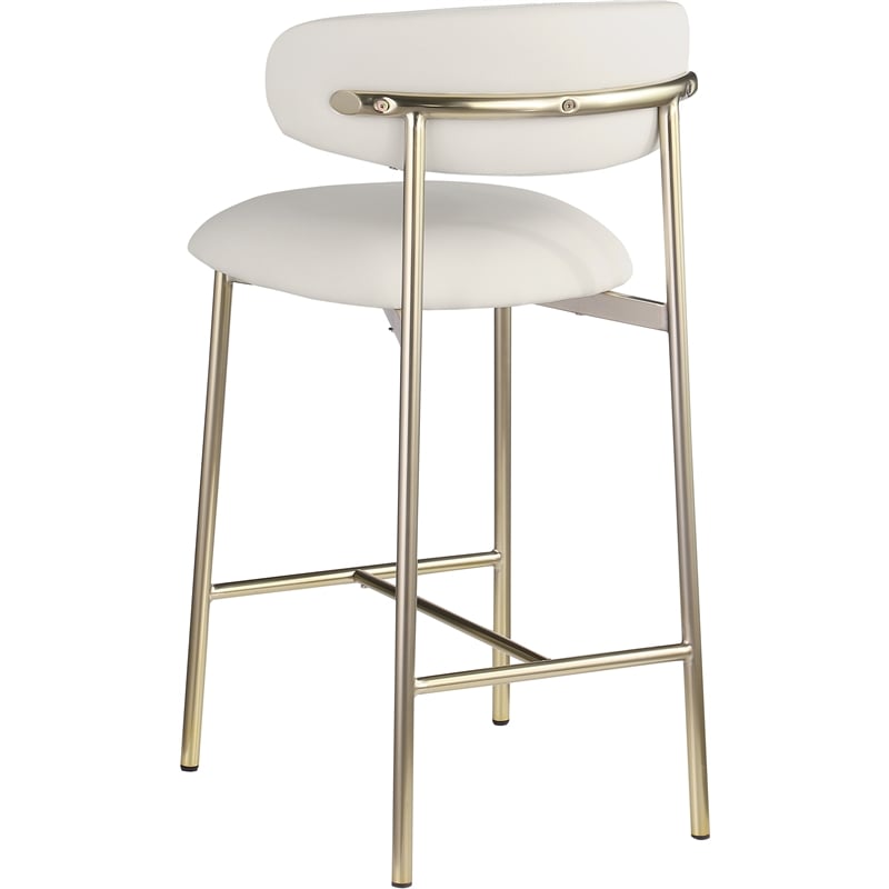 Meridian Furniture Lupita Off White Vegan Leather Counter Stool (Set of 2)