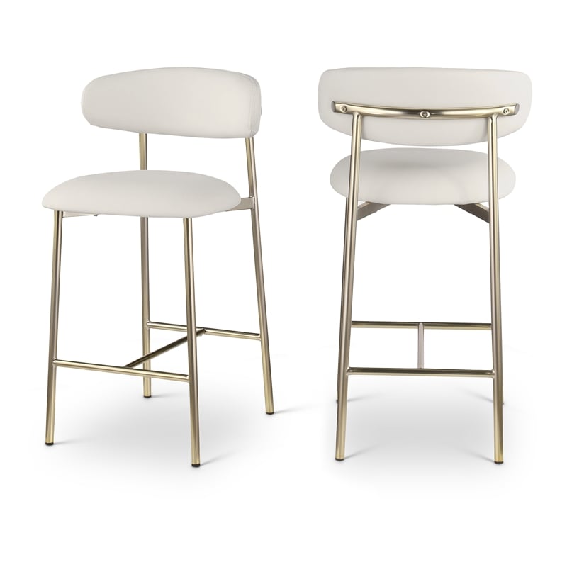 Meridian Furniture Lupita Off White Vegan Leather Counter Stool (Set of 2)
