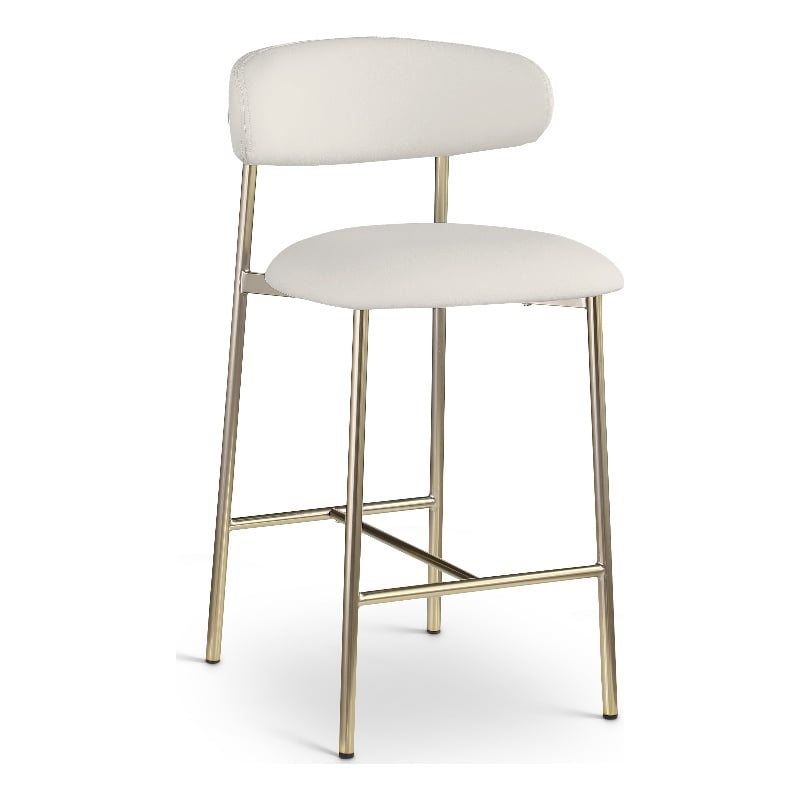 Meridian Furniture Lupita Off White Vegan Leather Counter Stool (Set of 2)