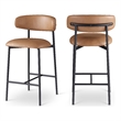 Meridian Furniture Lupita Cognac Vegan Leather Counter Stool (Set of 2)