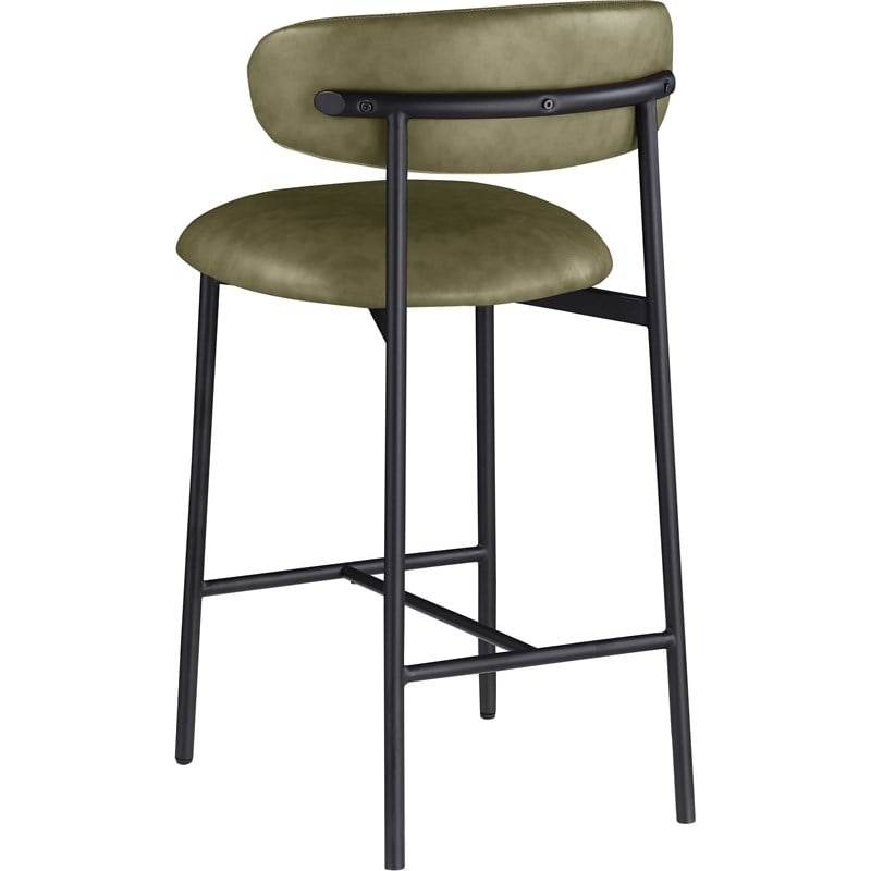 Meridian Furniture Lupita Olive Vegan Leather Counter Stool (Set of 2)