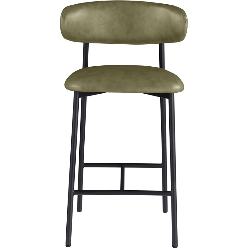 Meridian Furniture Lupita Olive Vegan Leather Counter Stool (Set of 2)