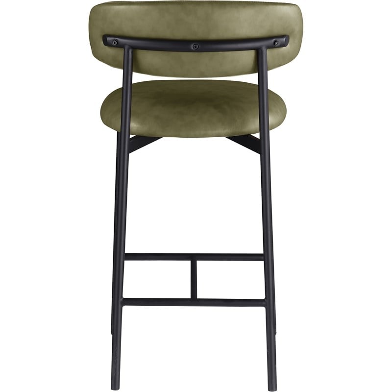 Meridian Furniture Lupita Olive Vegan Leather Counter Stool (Set of 2)