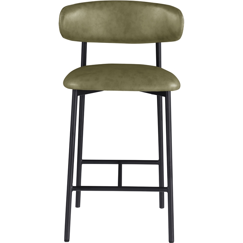 Meridian Furniture Lupita Olive Vegan Leather Counter Stool (Set of 2)
