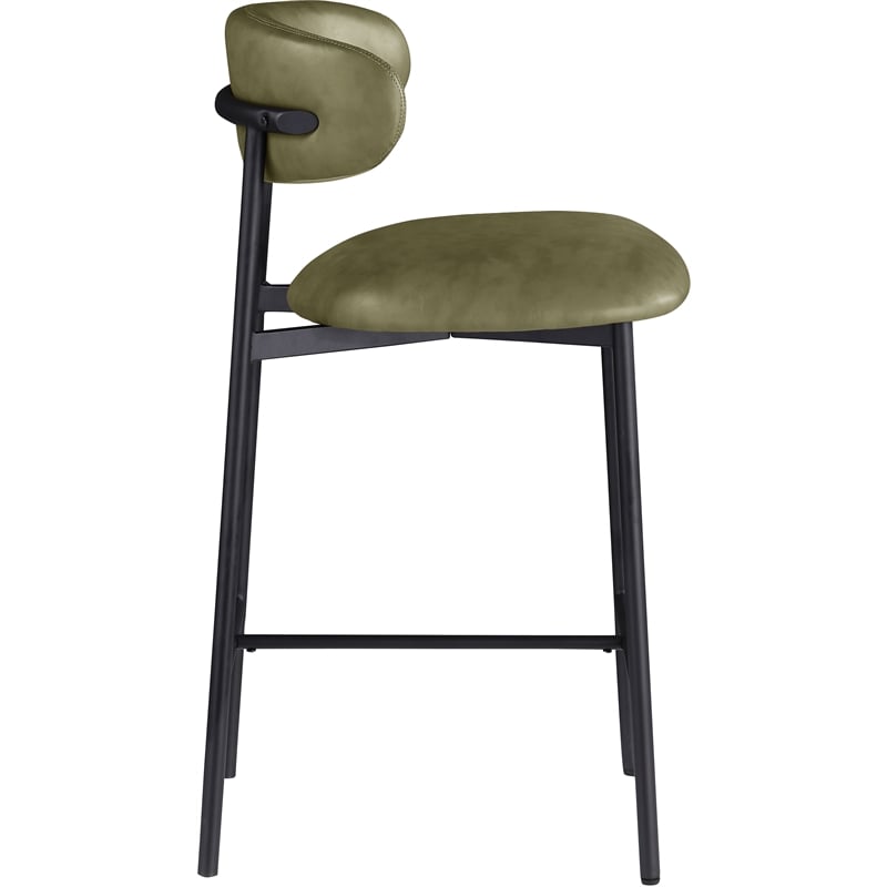 Meridian Furniture Lupita Olive Vegan Leather Counter Stool (Set of 2)