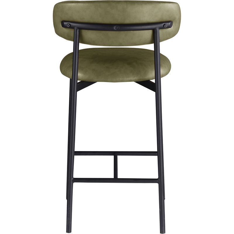 Meridian Furniture Lupita Olive Vegan Leather Counter Stool (Set of 2)
