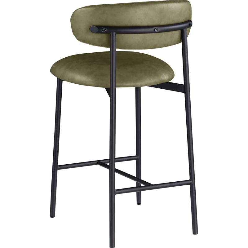 Meridian Furniture Lupita Olive Vegan Leather Counter Stool (Set of 2)