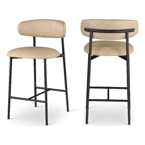 Meridian Furniture Lupita Tan Vegan Leather Counter Stool (Set of 2)