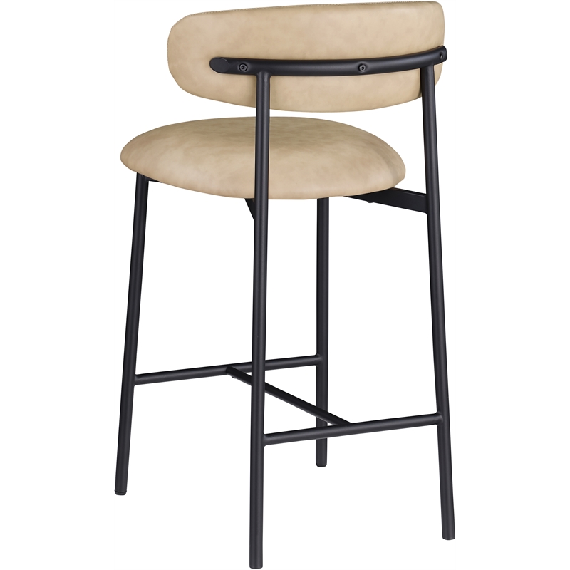 Meridian Furniture Lupita Tan Vegan Leather Counter Stool (Set of 2)