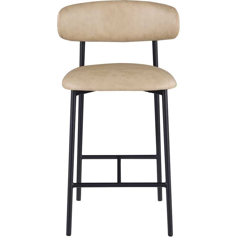 Meridian Furniture Lupita Tan Vegan Leather Counter Stool (Set of 2)