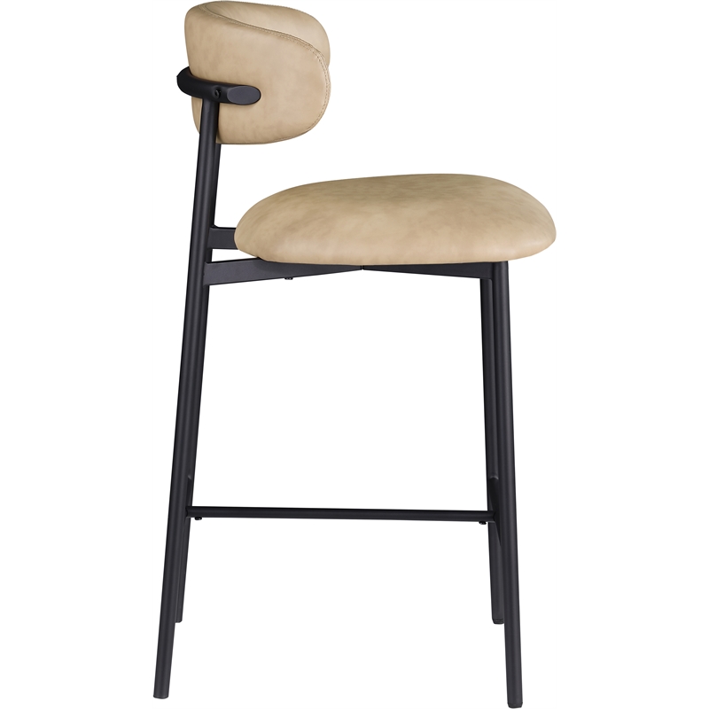 Meridian Furniture Lupita Tan Vegan Leather Counter Stool (Set of 2)