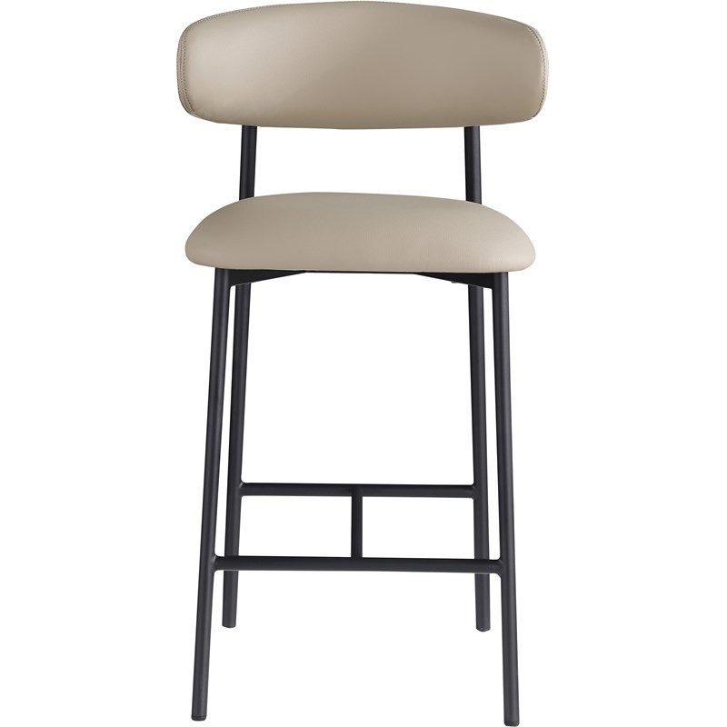 Meridian Furniture Lupita Taupe Vegan Leather Counter Stool (Set of 2)