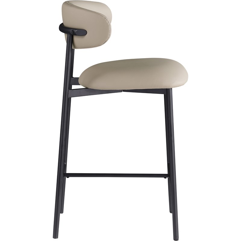 Meridian Furniture Lupita Taupe Vegan Leather Counter Stool (Set of 2)