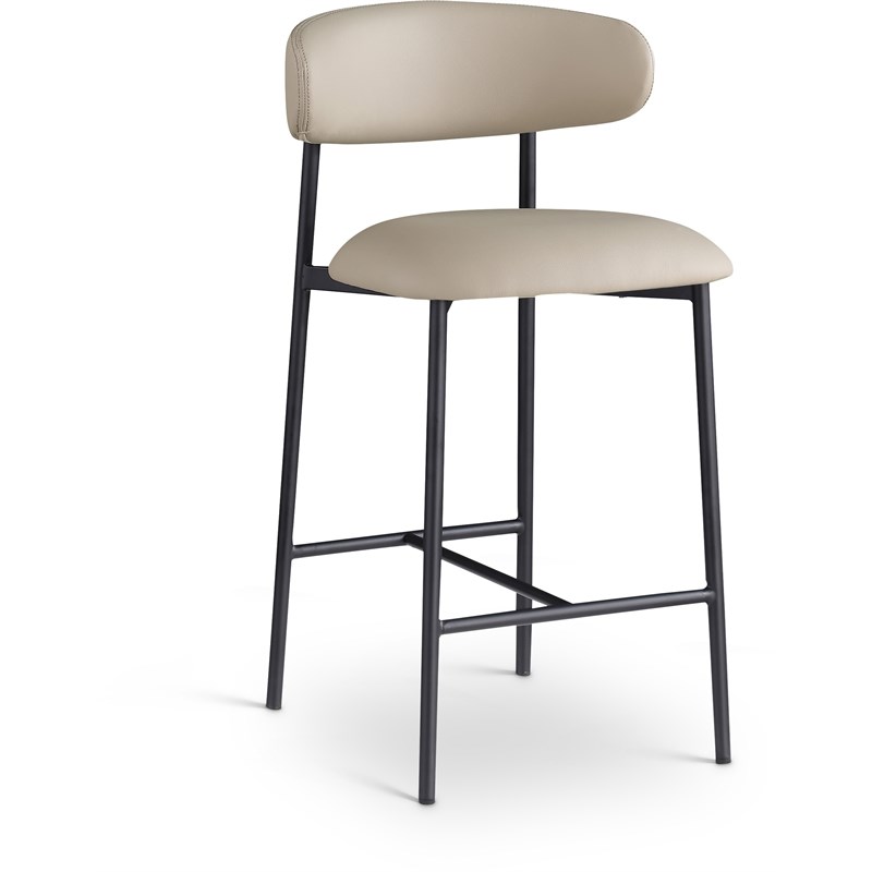 Meridian Furniture Lupita Taupe Vegan Leather Counter Stool (Set of 2)