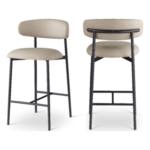 Meridian Furniture Lupita Taupe Vegan Leather Counter Stool (Set of 2)