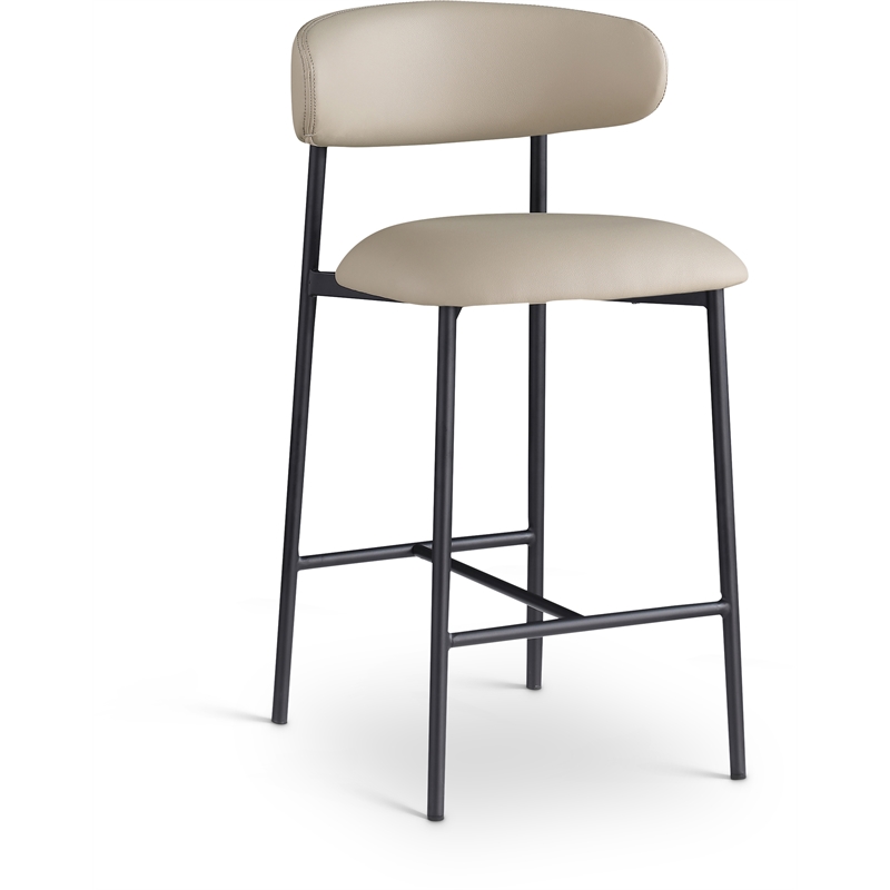 Meridian Furniture Lupita Taupe Vegan Leather Counter Stool (Set of 2)