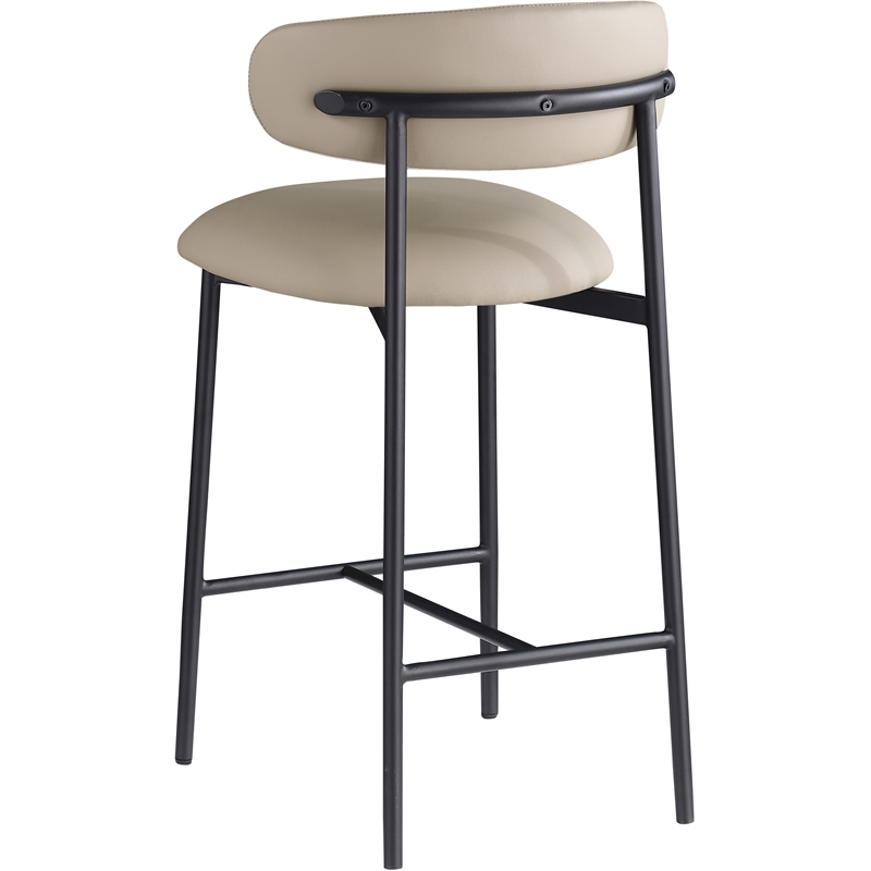 Meridian Furniture Lupita Taupe Vegan Leather Counter Stool (Set of 2)