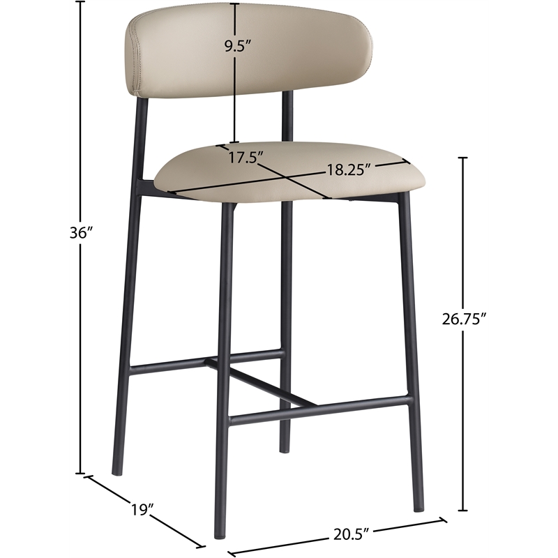 Meridian Furniture Lupita Taupe Vegan Leather Counter Stool (Set of 2)