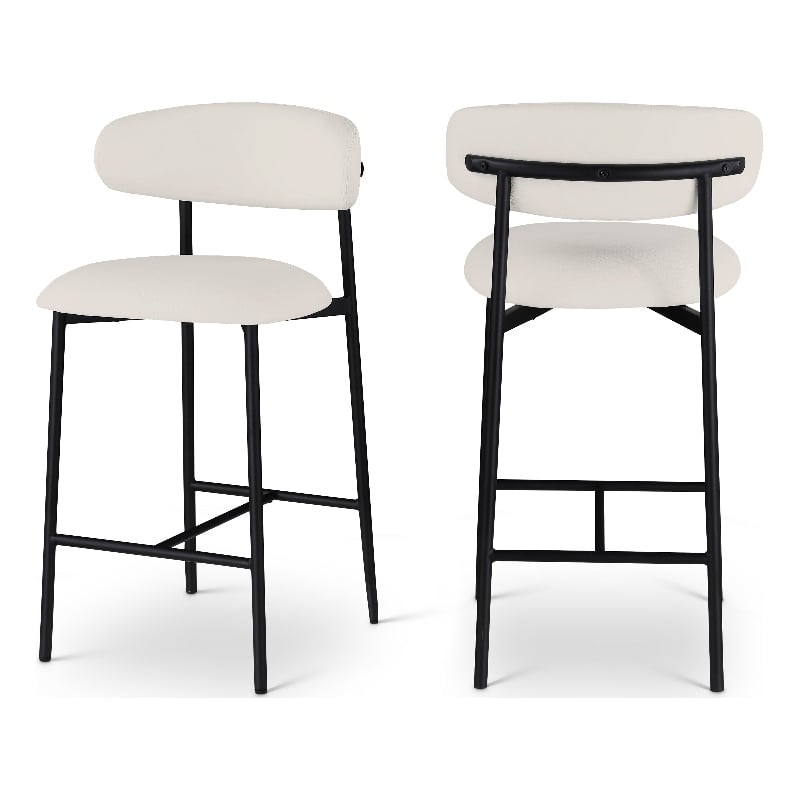 Meridian Furniture Lupita Off White Vegan Leather Counter Stool (Set of 2)