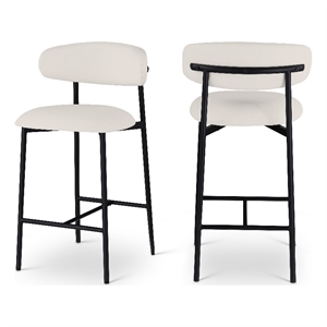 Meridian Furniture Lupita Off White Vegan Leather Counter Stool (Set of 2)