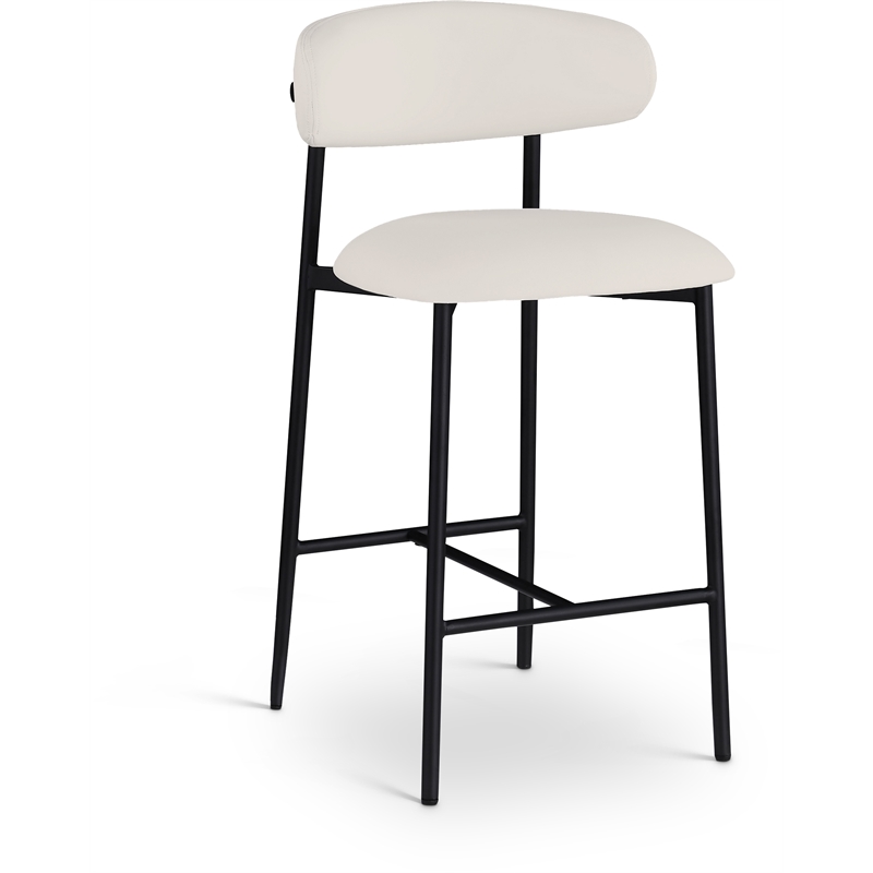 Meridian Furniture Lupita Off White Vegan Leather Counter Stool (Set of 2)