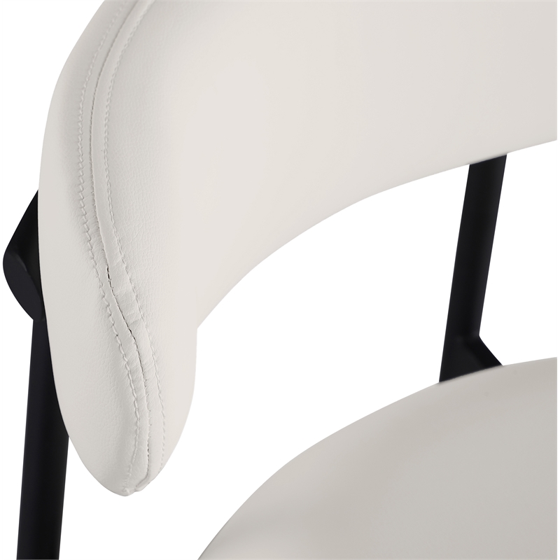 Meridian Furniture Lupita Off White Vegan Leather Counter Stool (Set of 2)