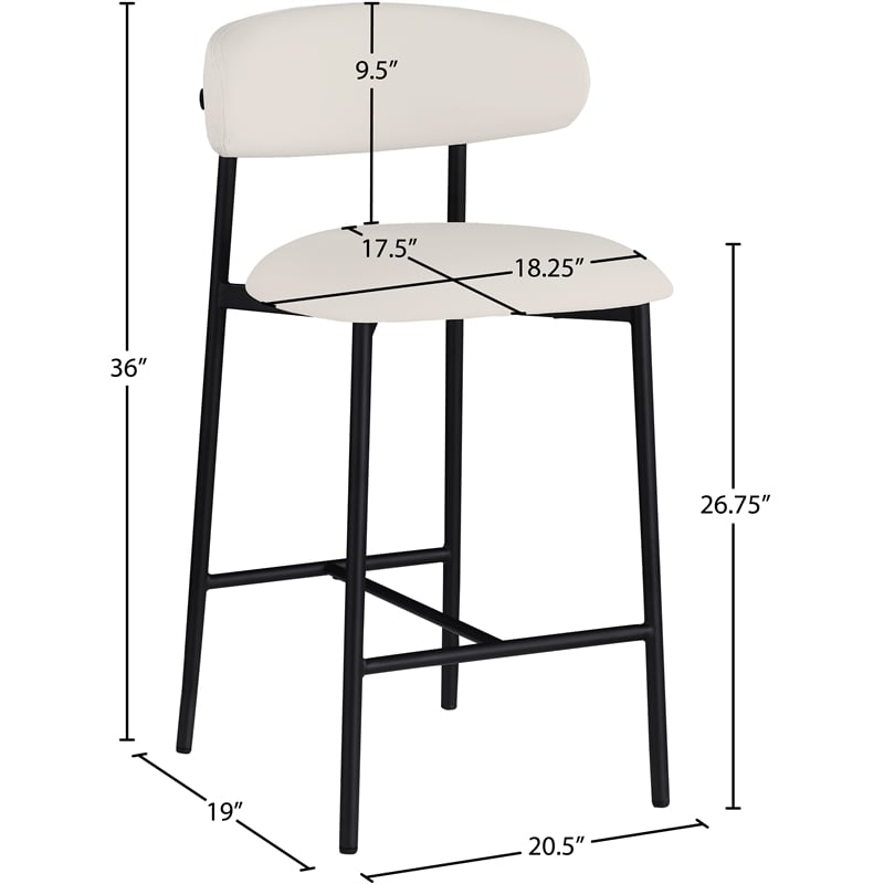 Meridian Furniture Lupita Off White Vegan Leather Counter Stool (Set of 2)