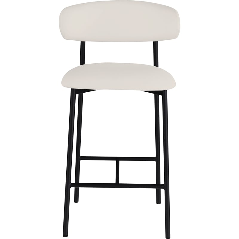 Meridian Furniture Lupita Off White Vegan Leather Counter Stool (Set of 2)