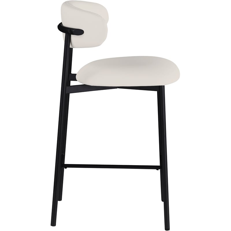 Meridian Furniture Lupita Off White Vegan Leather Counter Stool (Set of 2)