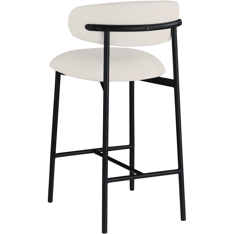 Meridian Furniture Lupita Off White Vegan Leather Counter Stool (Set of 2)