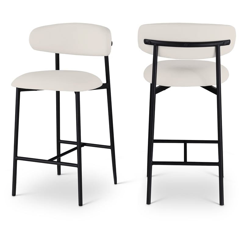 Meridian Furniture Lupita Off White Vegan Leather Counter Stool (Set of 2)