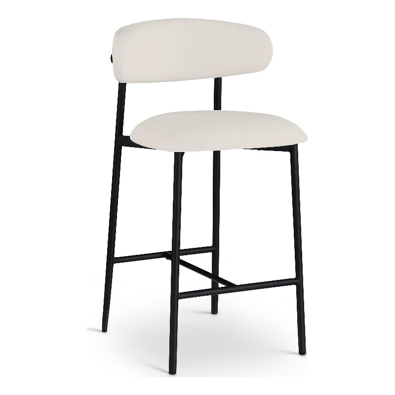 Meridian Furniture Lupita Off White Vegan Leather Counter Stool (Set of 2)