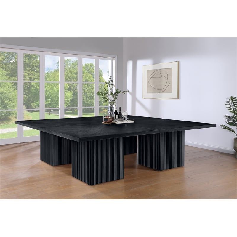 Meridian Furniture Belinda Black Solid Wood and Oak Veneer Modular Dining Table