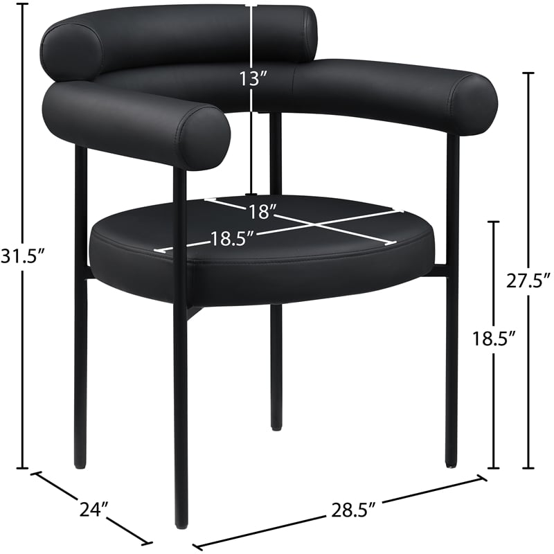 Meridian Furniture Blake Black Vegan Leather Dining Chair (Set of 2)