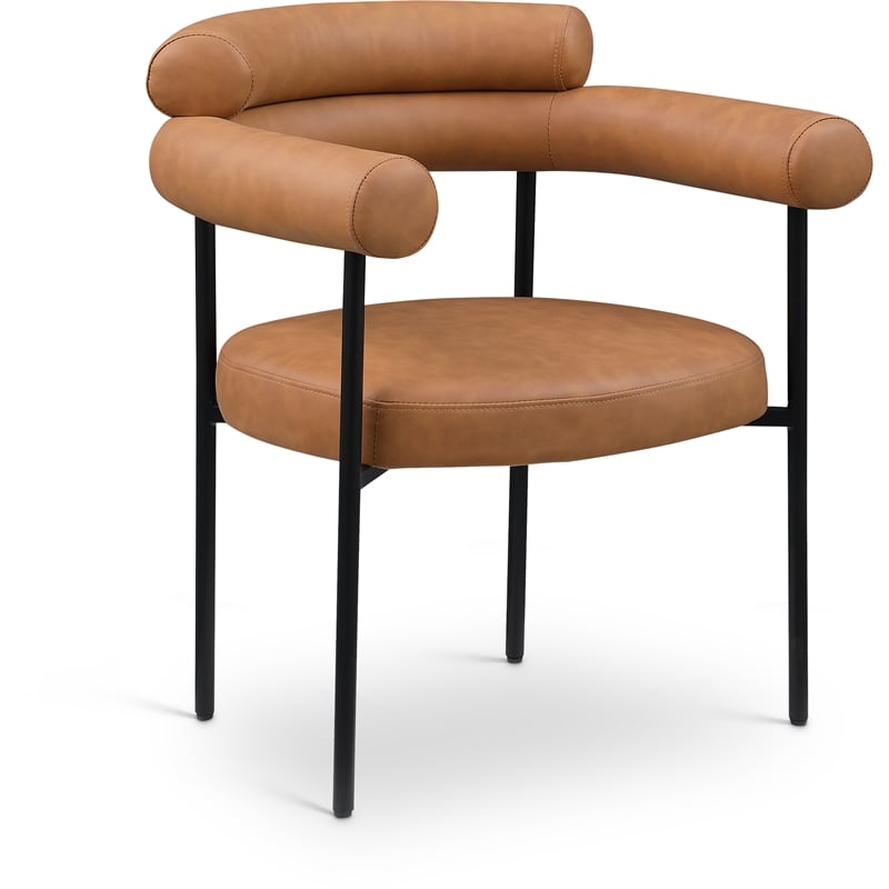Meridian Furniture Blake Cognac Vegan Leather Dining Chair (Set of 2)