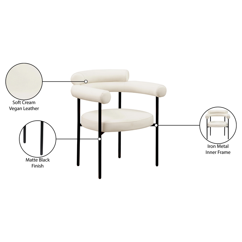 Meridian Furniture Blake Cream Vegan Leather Dining Chair (Set of 2)