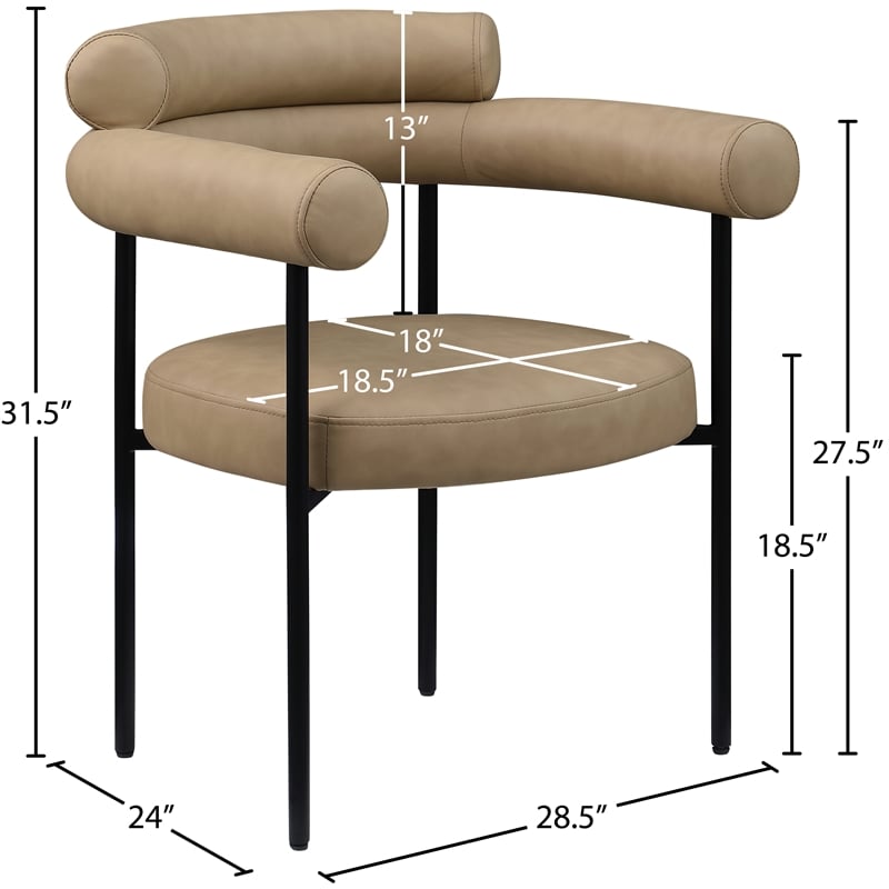 Meridian Furniture Blake Tan Vegan Leather Dining Chair (Set of 2)